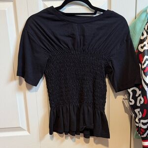 Elegant Black Smocked Women's Top